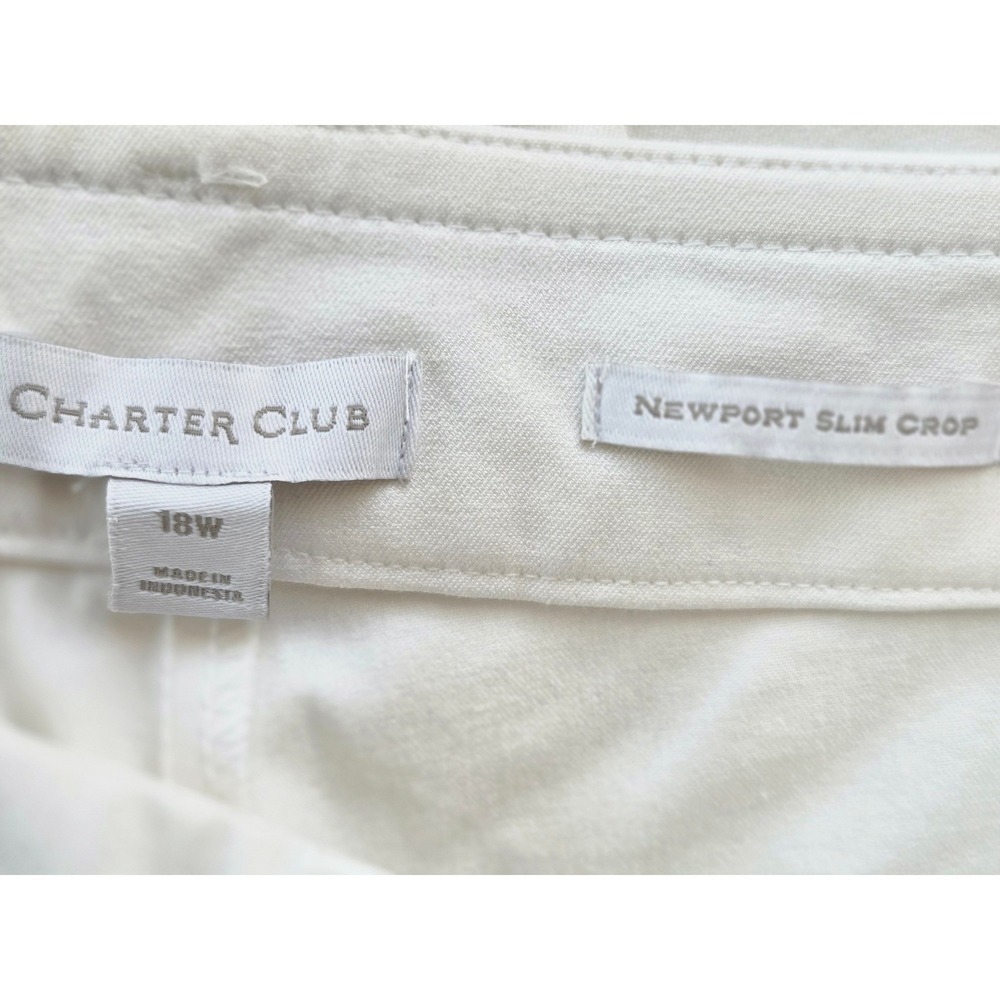 Charter Club Plus Slim Leg Crop Pants Womens 18W White‎ Tummy Control NWT $79 - Picture 5 of 9